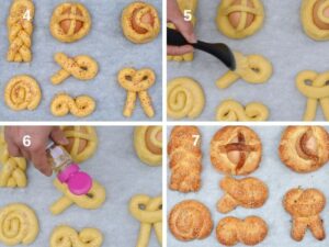 Biscuits de Pâques italiens - Badigeonnez le dessus avec la dorure à l'œuf