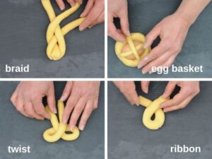 Biscuits de Pâques italiens - Façonnez la pâte en une grosse boule puis prélevez un morceau de pâte à chaque fois pour former différentes formes