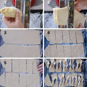 Chiacchiere biscuits italiens frits - Faites une incision au centre comme indiqué
