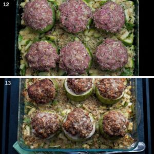 Courgettes Rondes Farcies - Garnissez les courgettes avec la farce et arrosez d'huile d'olive