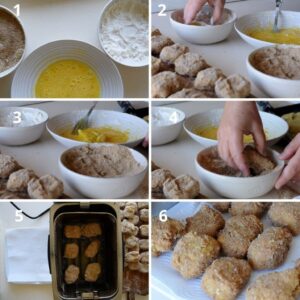 Crème frite italienne (crema fritta) - Disposez la farine, les œufs battus et la chapelure dans trois bols séparés