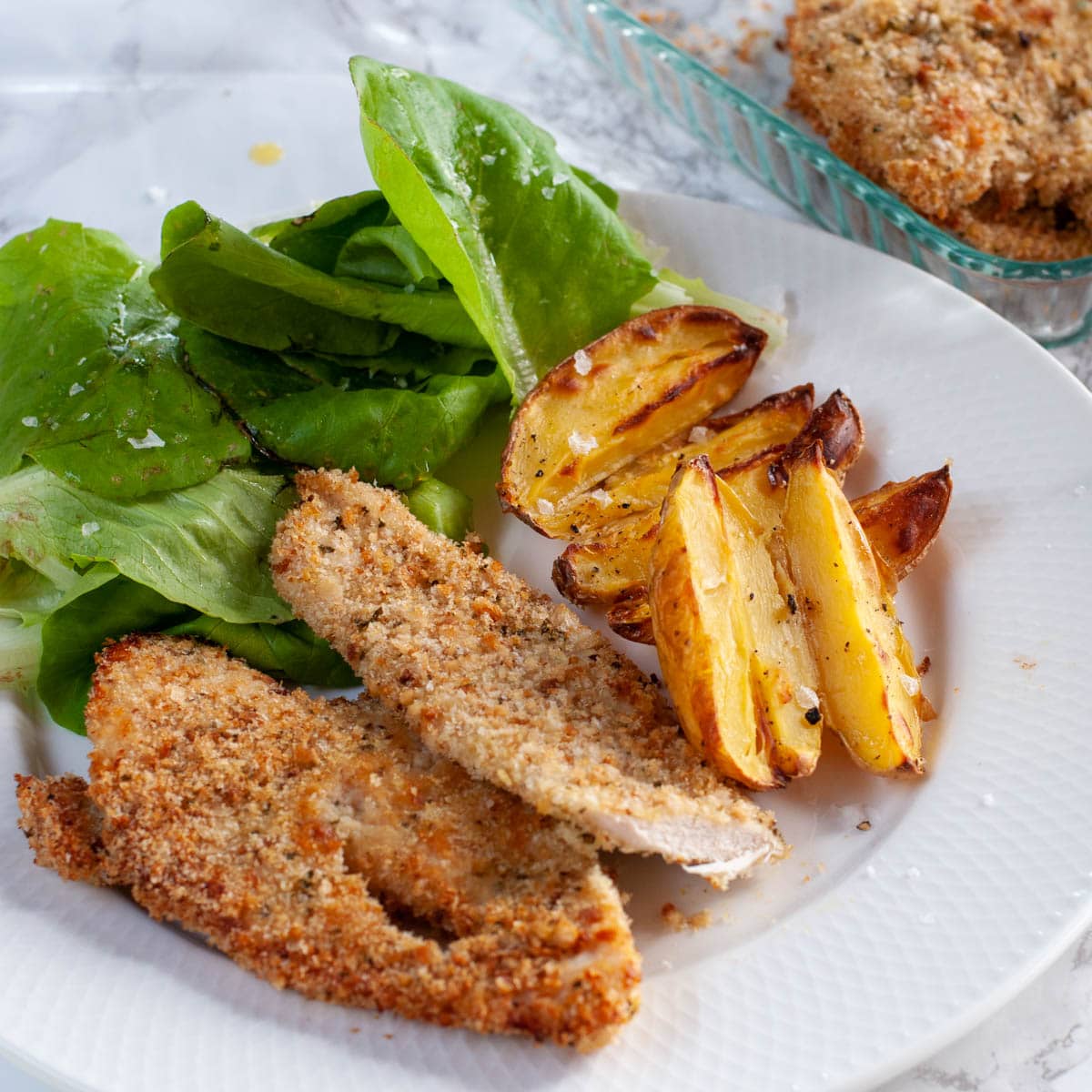 Escalopes de poulet panées croustillantes au four (sans œuf) - En-tête