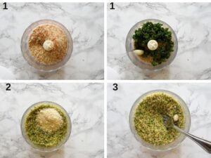 Pain de thon - Préparez la chapelure : Mixez de la chapelure avec des feuilles de basilic ou de persil et une gousse d'ail