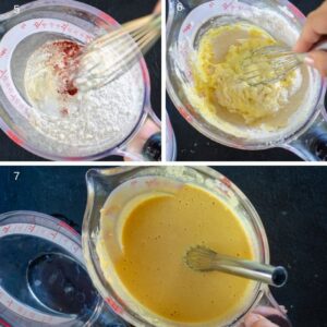 Recette de Beignets de Fleurs de Courgette - Ajoutez l'eau et le sel, puis fouettez jusqu'à obtenir une pâte homogène
