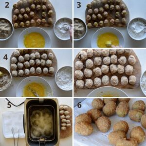 Recette d'olives farcies frites (Olive Ascolane authentiques) - Enrobez les olives et faites-les frire