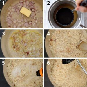 Risotto au Champagne - Faites revenir les échalotes avec le beurre à feu doux en veillant à ne pas les faire brûler.