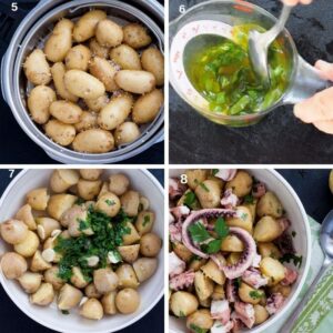 Salade de Poulpe Italienne (Insalata Di Polpo) - Dans une autre casserole, faites cuire les pommes de terre nouvelles dans de l'eau salée.