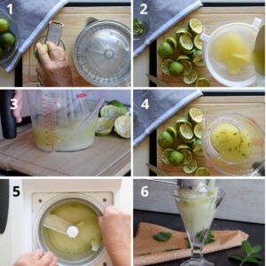 Sorbet au citron vert - Prélevez le zeste des citrons verts