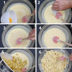 Soufflé de Tortellini au Fromage à l'Italienne, Gratiné - Lorsque la béchamel est à température ambiante, incorporez les jaunes d'œufs un à un en mélangeant soigneusement