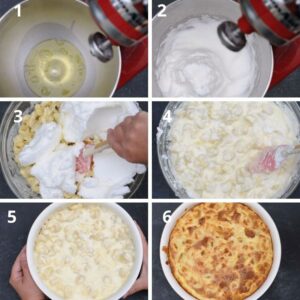 Soufflé de Tortellini au Fromage à l'Italienne, Gratiné - Montez les blancs en neige jusqu'à obtention d'une mousse ferme et onctueuse