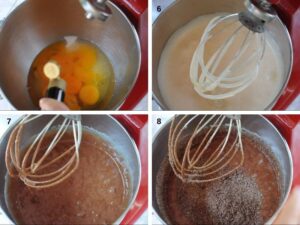 Torta Caprese facile (gâteau italien au chocolat sans farine) - Fouettez les œufs avec le sucre, la vanille et le sel jusqu'à ce que le mélange soit mousseux et aéré