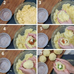 Arancini de riz sans gluten et végétariens - Garnir et façonner les arancini