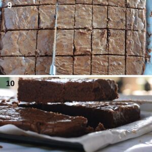 Brownies américains classiques - découper le brownie en carrés