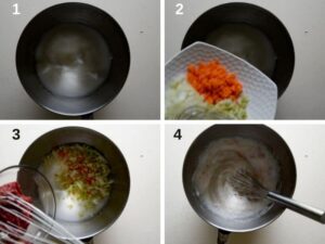 Comment préparer un consommé de bœuf - incorporation des ingrédients au fouet