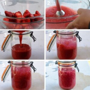 Comment préparer une liqueur de fraises fraîches maison - Mixer les fraises en purée