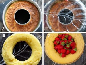 Gâteau magique au citron, une pâte pour deux couches - Démoulage et garniture aux fraises