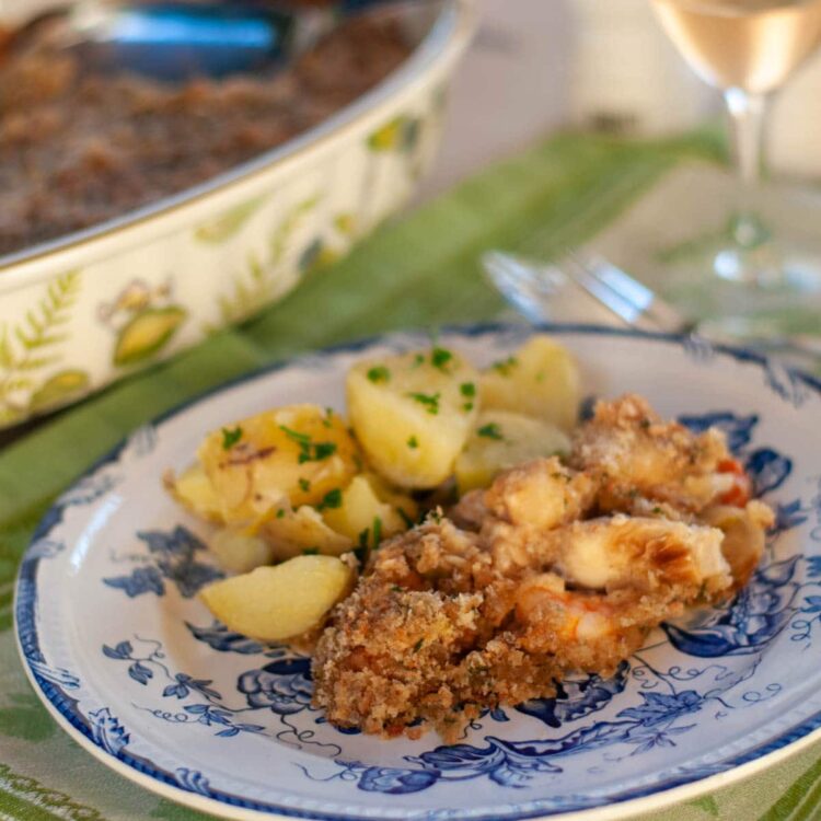 Gratin de cabillaud, saumon, noix de Saint-Jacques et crevettes - en-tête