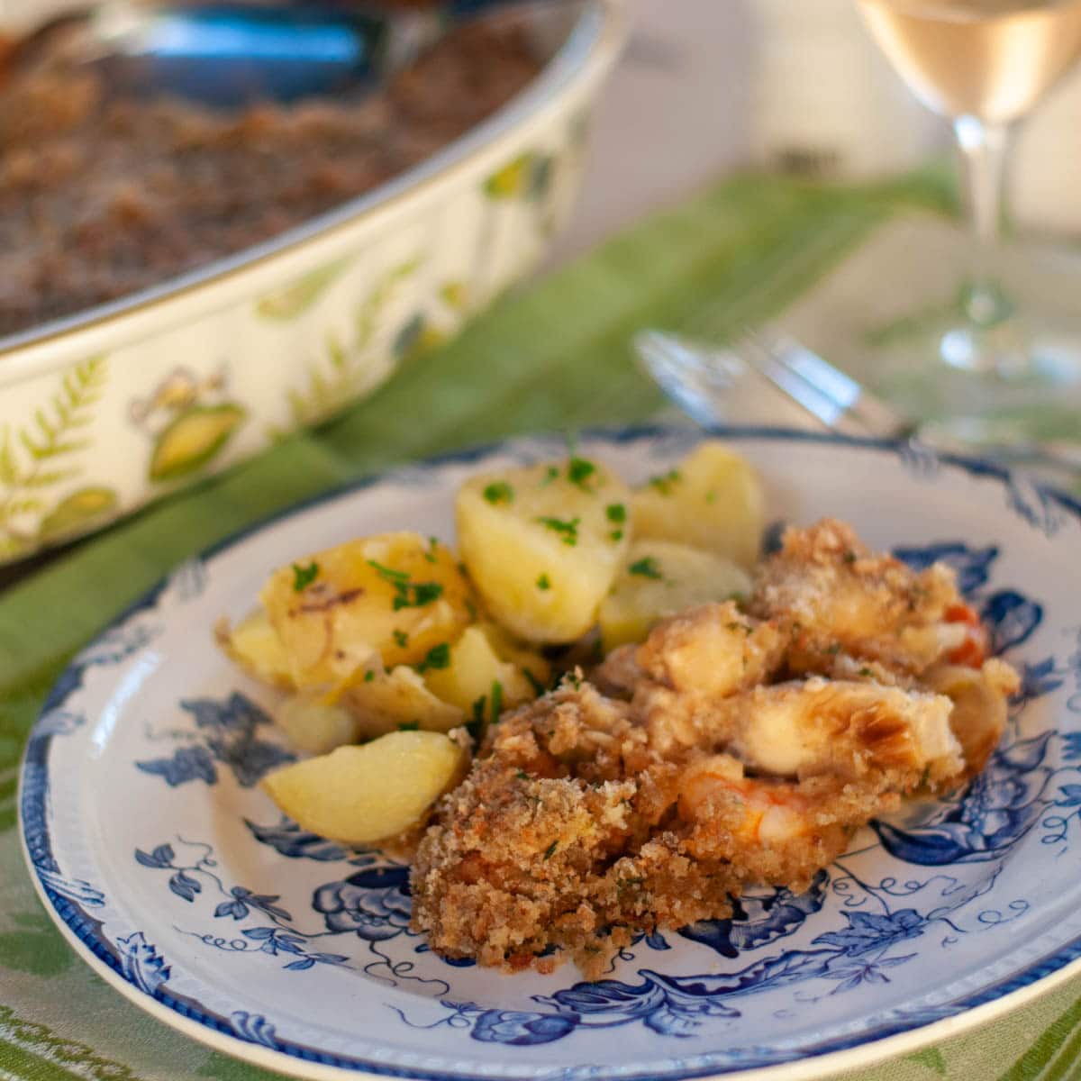 Gratin de cabillaud, saumon, noix de Saint-Jacques et crevettes - en-tête