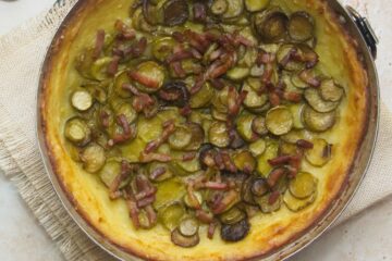 Gratin de pommes de terre et de courgettes trombetta (Teglia di patate e « trombette ») - en-tête