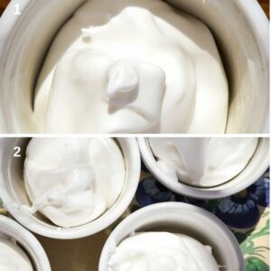 Île flottante facile - répartissez la meringue en ramequins