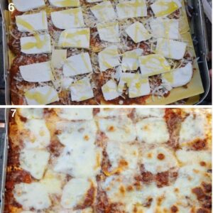 Lasagnes traditionnelles faciles sans précuisson à la béchamel - dernière couche avant la cuisson