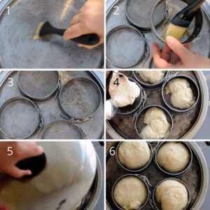 Muffins anglais maison - Verser la pâte en cercles