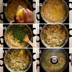 Noix de Saint-Jacques poêlées au beurre et risotto aux petits pois et au bacon - ajouter citron petits pois et beurre