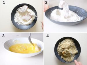 Nuggets de poulet italiens au parmesan - Paner les morceaux de poulet