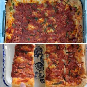 Pizza focaccia moelleuse - Découpe de la pizza cuite