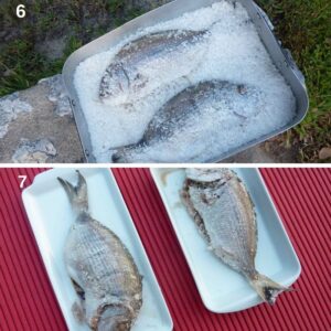 Recette de dorade entière cuite en croûte de sel - déposer le poisson sur plat