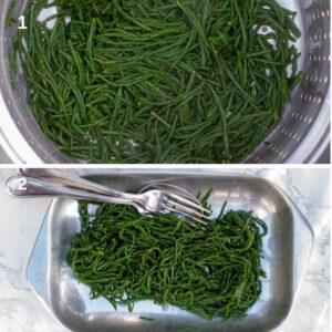Recette de dorade entière cuite en croûte de sel - préparation de la salicorne fraîche