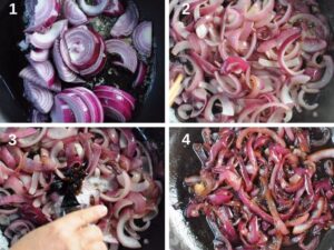 Recette de relish d'oignons rouges caramélisés - Cuisson et caramélisation des oignons