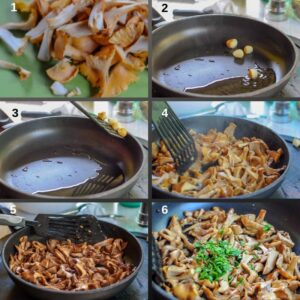 Recette facile de girolles - Cuisson des girolles à la poêle