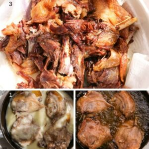 Recette traditionnelle du cassoulet - effilochage de la viande de canard