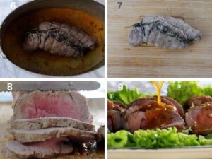Rôti de bœuf maison - Arroser les tranches de jus