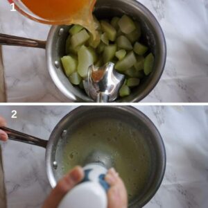 Soupe italienne de chayote aux moules - mixer les chayotes en mousse