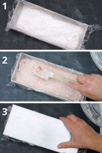 Terrine facile de jambon à tartiner - Répartir le jambon dans le moule
