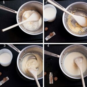 Tourte au poulet et aux champignons à double croûte - Préparation de la sauce béchamel