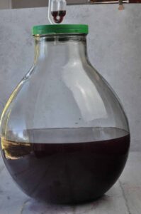 Vin Fragolino de raisins Concord - Refermer la cuve avec barboteur