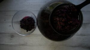 Vin Fragolino de raisins Concord - Retirer les peaux de raisin