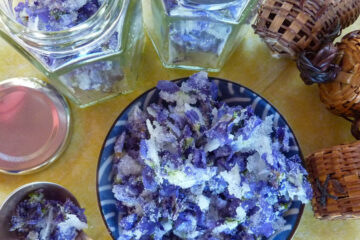 Violettes confites maison - en-tête