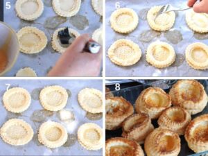 Vol-au-vent, aussi appelé bouchée à la reine - Badigeonner et piquer la pâte