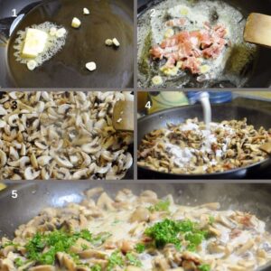 Vol-au-vent, aussi appelé bouchée à la reine - Cuire la garniture aux champignons