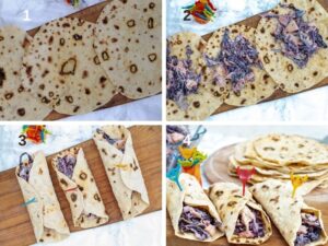 Wraps sains au poulet - Garnir et plier les wraps