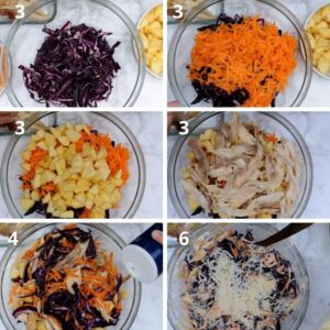 Wraps sains au poulet - Mélange des ingrédients de salade
